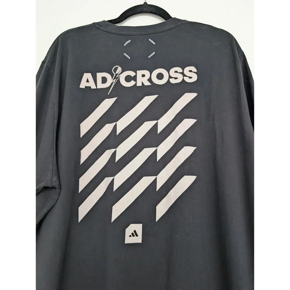 Adidas Adicross 3 Stripe Graphic Short Sleeve T-Shirt Sz 2XL Black White